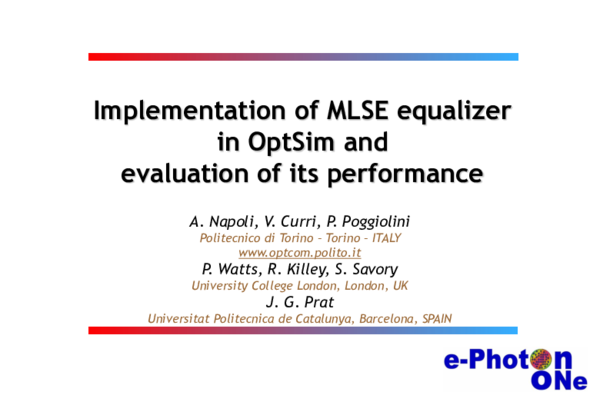 (PDF) Implementation of MLSE equalizer in OptSim® and evaluation of its ...