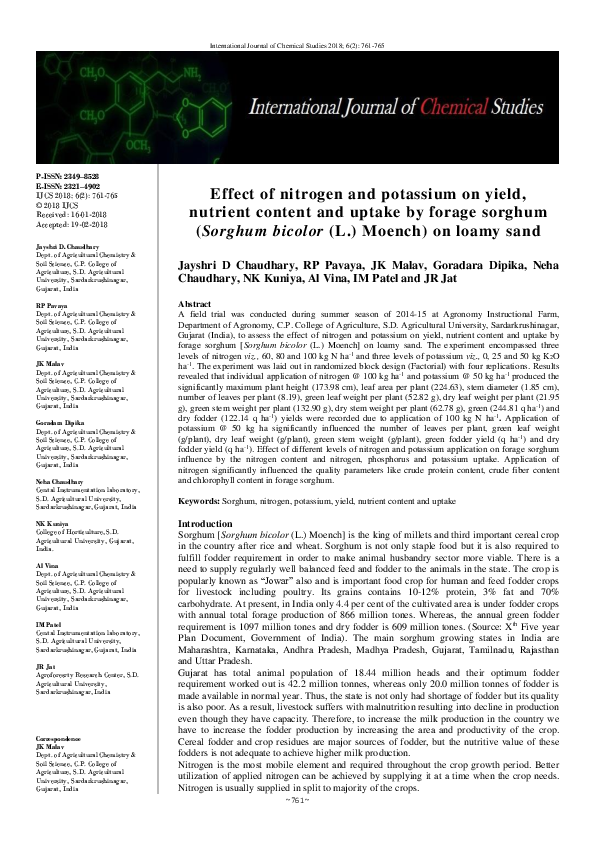 (PDF) Effect of nitrogen and potassium on yield, nutrient content and ...