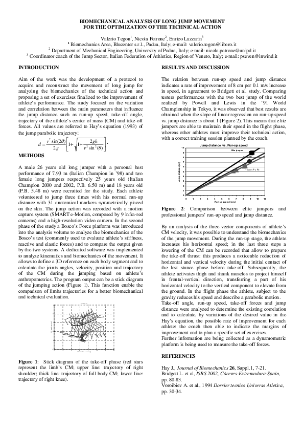 (PDF) Biomechanical Analysis of Long Jump Movement for the Optimization