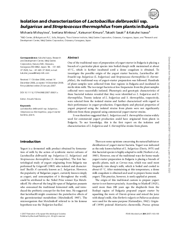 (PDF) Isolation and characterization of Lactobacillus delbrueckii ssp ...