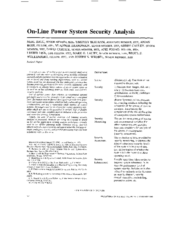 (PDF) Online power system security analysis Anjan Bose Academia.edu