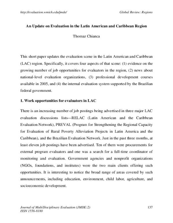 (PDF) An Update on Evaluation in the Latin American and Caribbean Region