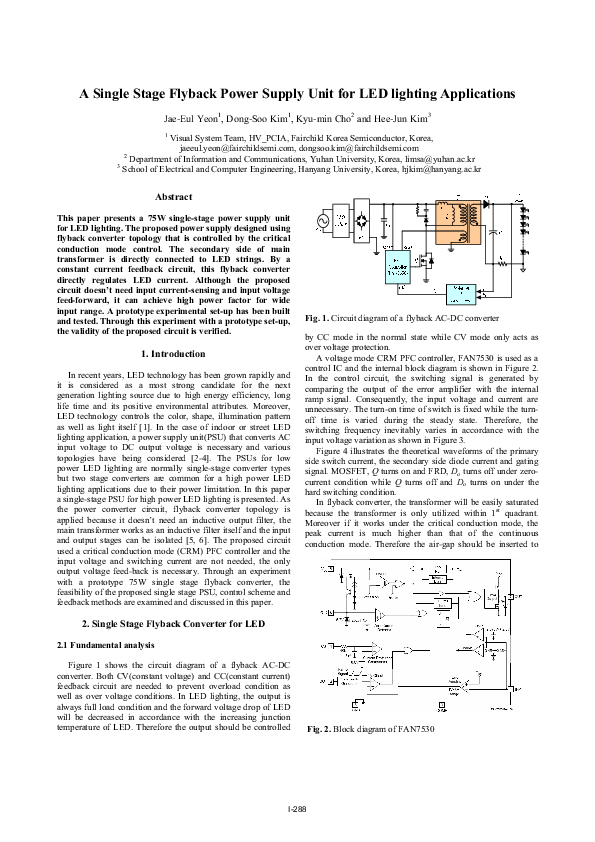 (PDF) A single stage flyback power supply unit for LED lighting ...
