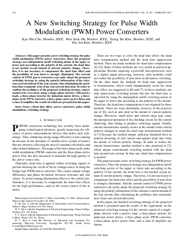 (PDF) A New Switching Strategy for Pulse Width Modulation (PWM) Power ...