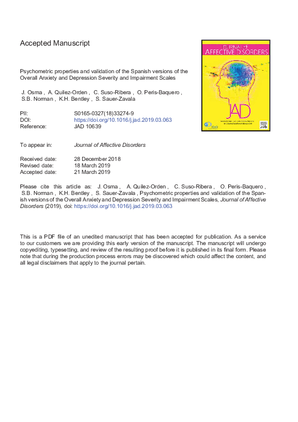 (PDF) Psychometric properties and validation of the Spanish versions of ...