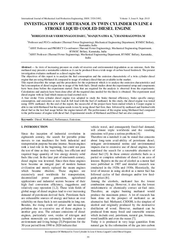 (PDF) Investigation of Methanol in Twin Cylinder in Line 4 Stroke ...