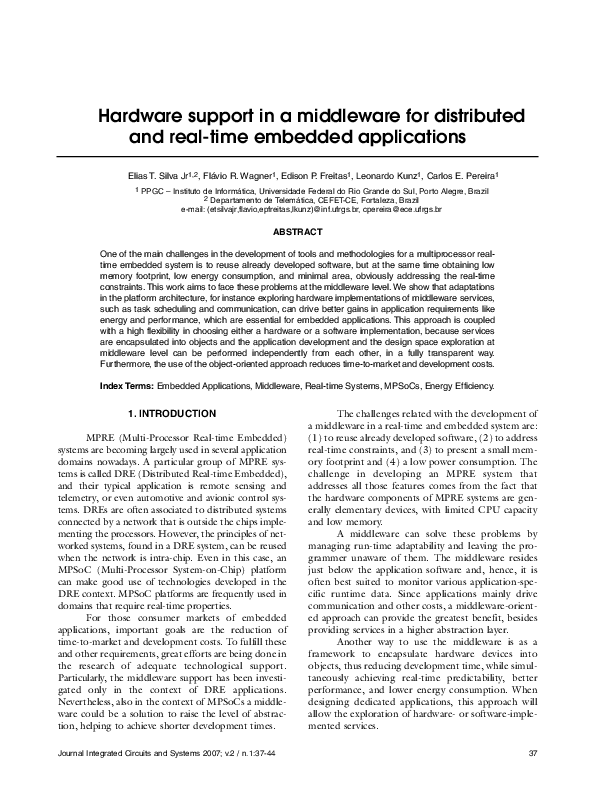 (PDF) Hardware support in a middleware for distributed and real-time ...
