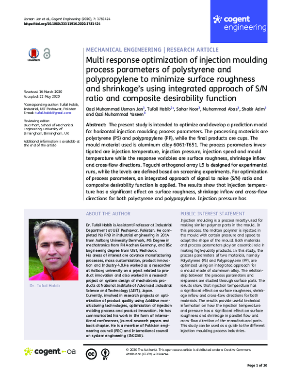 (PDF) Multi response optimization of injection moulding process ...