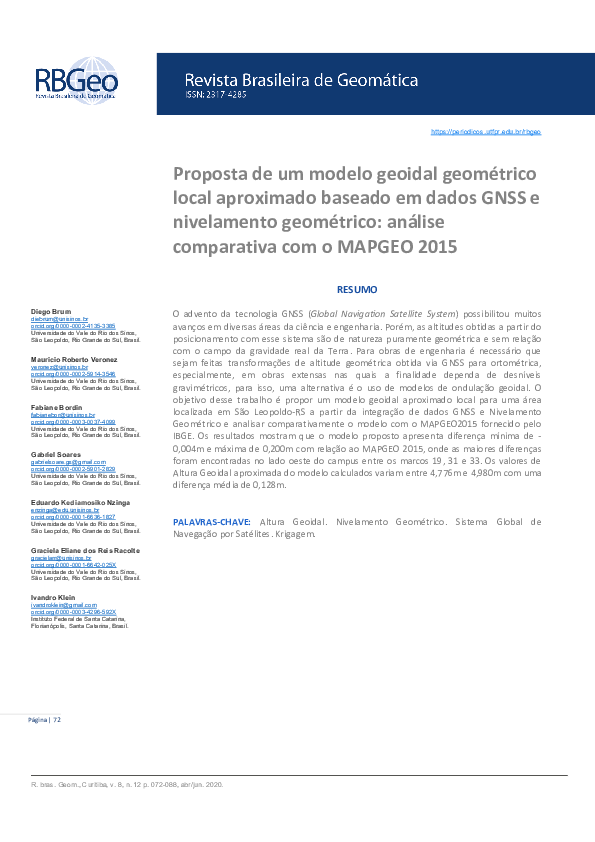 (PDF) Proposta de um modelo geoidal geométrico local aproximado baseado ...
