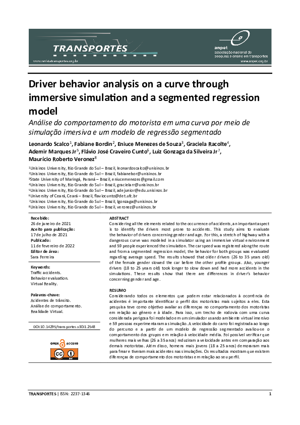 (PDF) Driver behavior analysis on a curve through immersive simulation ...