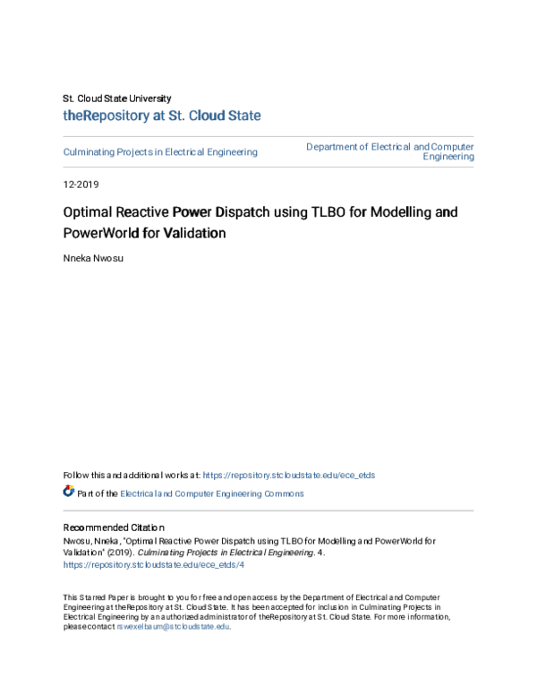 (PDF) Optimal Reactive Power Dispatch using TLBO for Modelling and ...