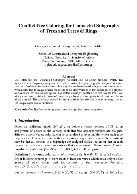 (PDF) Conflict-free Coloring for Connected Subgraphs of Trees and Trees ...