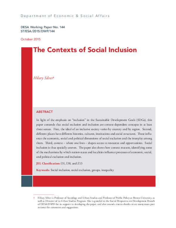 (PDF) The Contexts of Social Inclusion