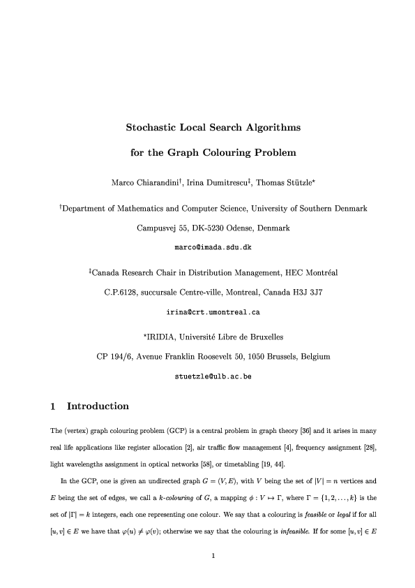 (PDF) Stochastic Local Search Algorithms for the Graph Coloring Problem ...