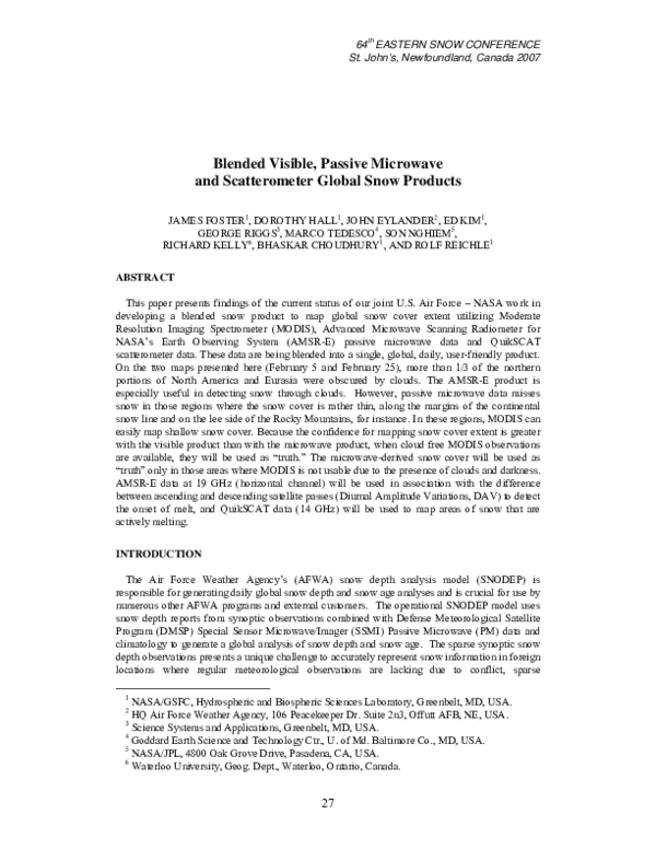  PDF Blended Visible Passive Microwave And Scatterometer Global Snow 