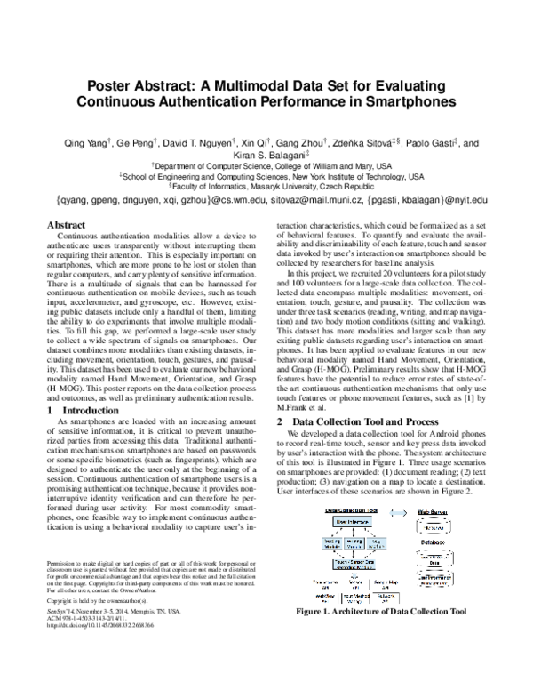 (PDF) A multimodal data set for evaluating continuous authentication ...