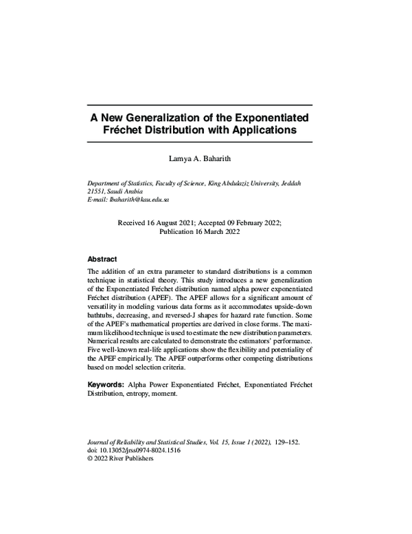 (PDF) A New Generalization of the Exponentiated Fréchet Distribution ...