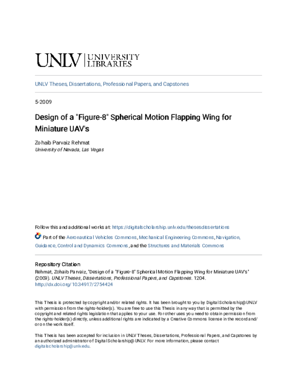 (PDF) Design of “Figure-8” Spherical Motion Flapping Wing for Miniature UAV