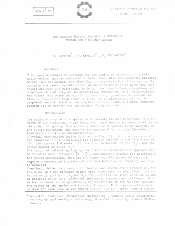 (PDF) Compression Helical Springs, a Method of Design for a Minimum Weight