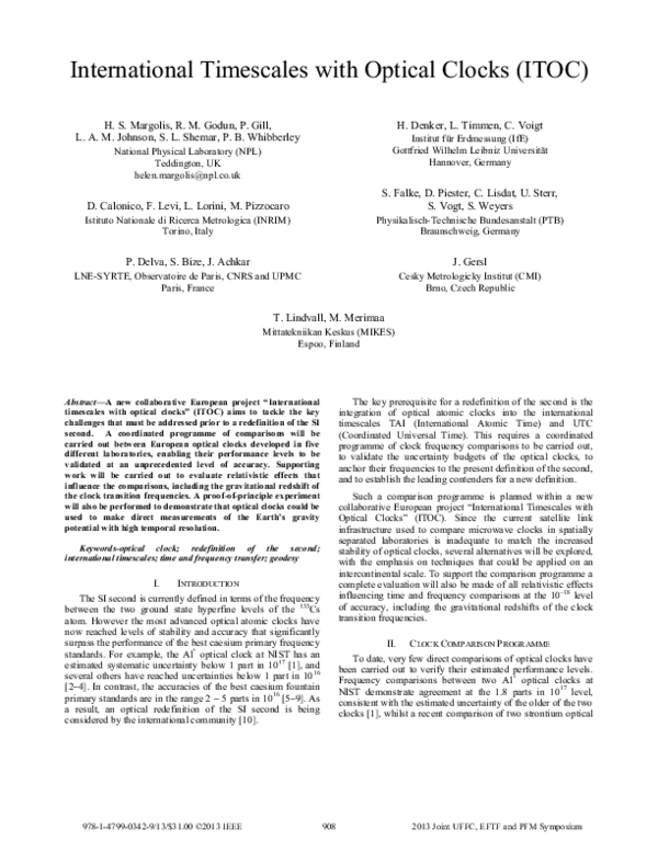 (PDF) International timescales with optical clocks (ITOC)