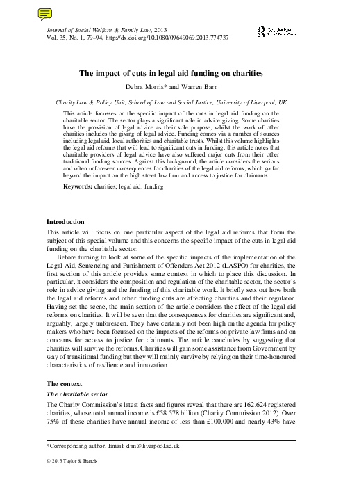 (PDF) The impact of cuts in legal aid funding on charities
