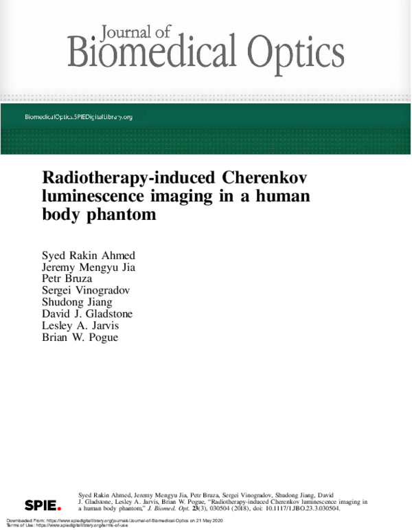 (PDF) Radiotherapy-induced Cherenkov luminescence imaging in a human ...