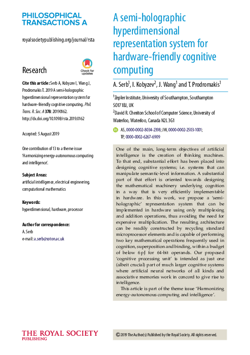 (PDF) A semi-holographic hyperdimensional representation system for ...