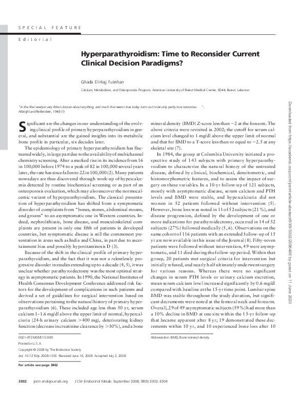 (PDF) Hyperparathyroidism: Time to Reconsider Current Clinical Decision ...