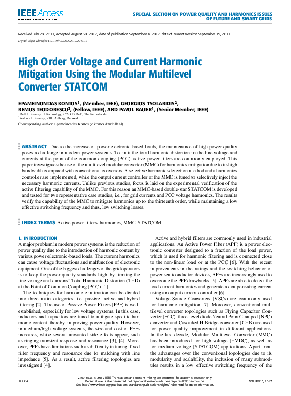 (PDF) High Order Voltage and Current Harmonic Mitigation Using the ...