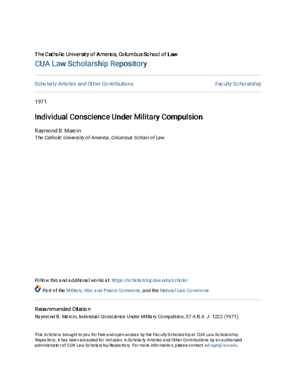 (PDF) Individual Conscience Under Military Compulsion