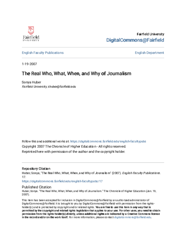 (PDF) The Real Who, What, When, and Why of Journalism