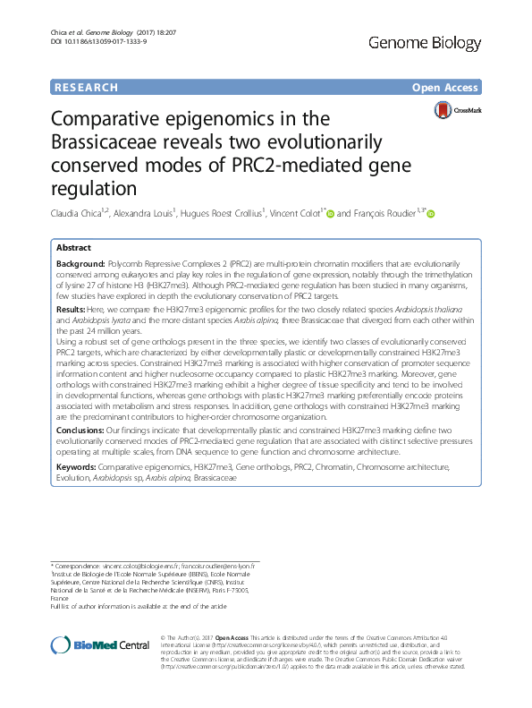 (PDF) Comparative epigenomics in the Brassicaceae reveals two ...
