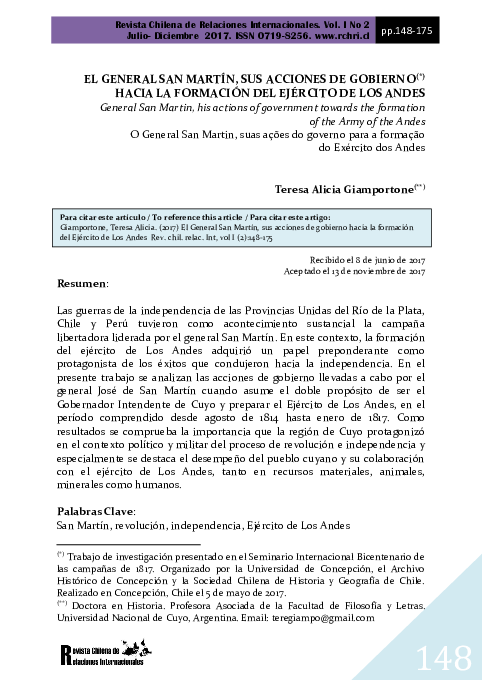 (PDF) El General San Martín, Sus Acciones De Gobierno (*) Hacia La ...