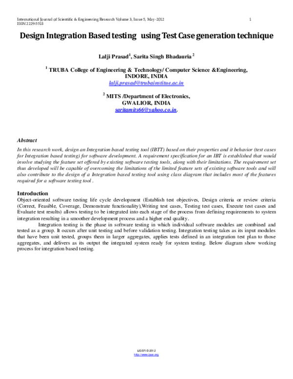 (PDF) Design Fault Based Testing Using Test Case Generation Technique