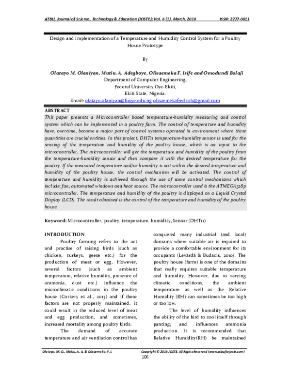 (PDF) Design and Implementation of a Temperature and Humidity Control ...