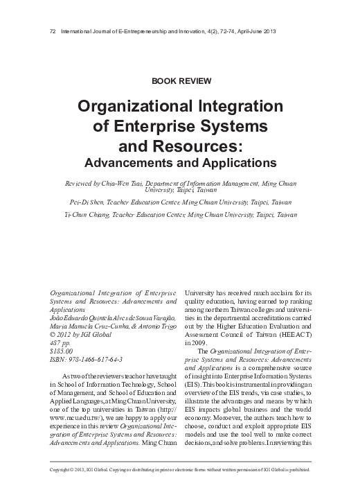 (PDF) Organizational Integration of Enterprise Systems and Resources