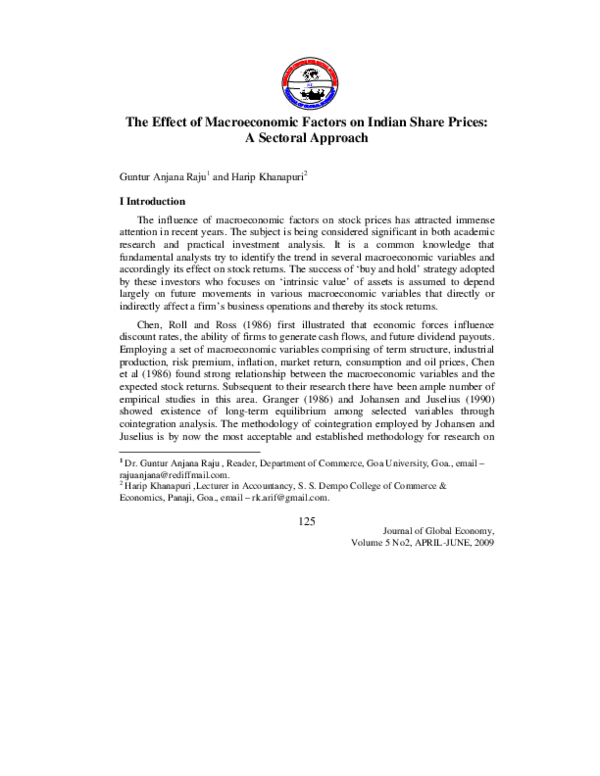 (PDF) The Effect of Macroeconomic Factors on Indian Share Prices: A ...