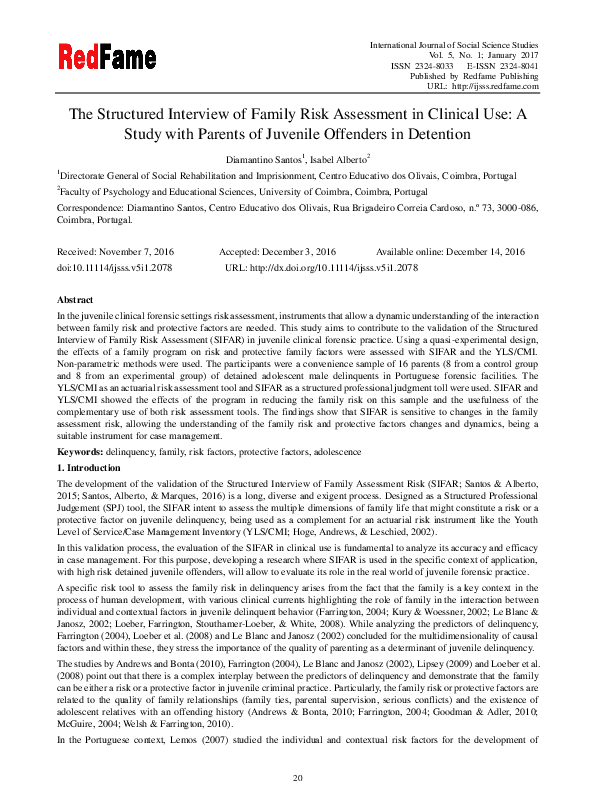 (PDF) The Structured Interview of Family Risk Assessment in Clinical ...