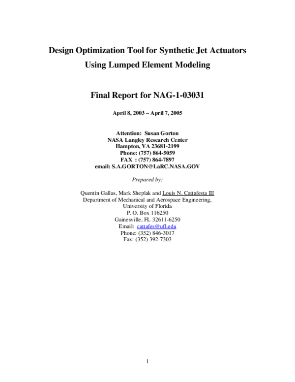 (PDF) Design optimization tool for synthetic jet actuators using lumped ...