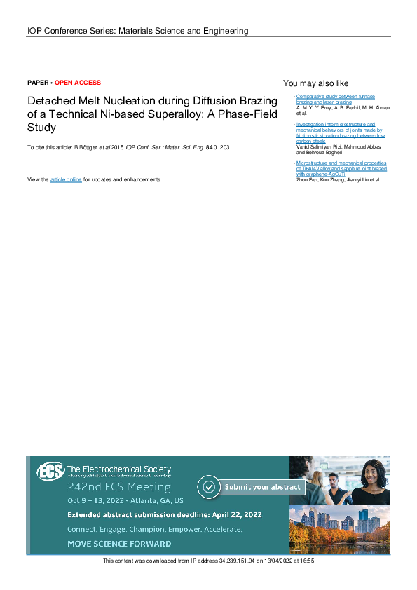 (PDF) Detached Melt Nucleation during Diffusion Brazing of a Technical ...