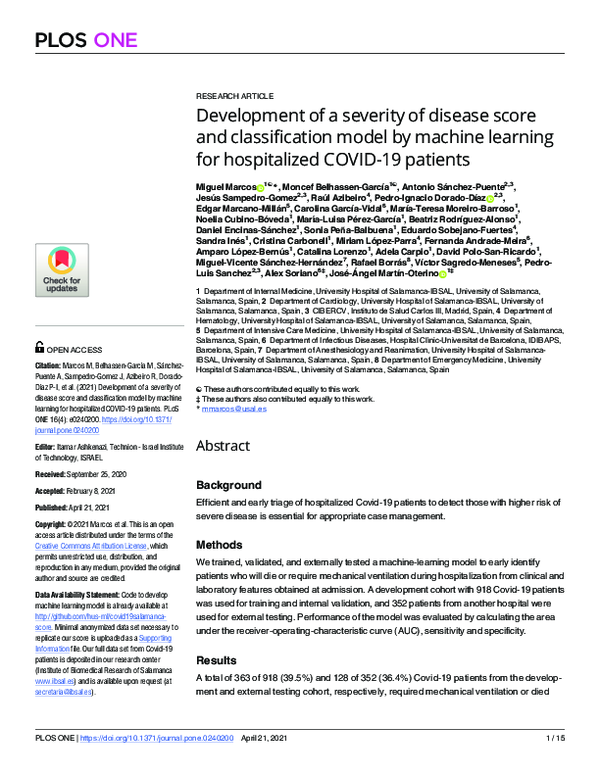 (PDF) Development of a severity of disease score and classification ...