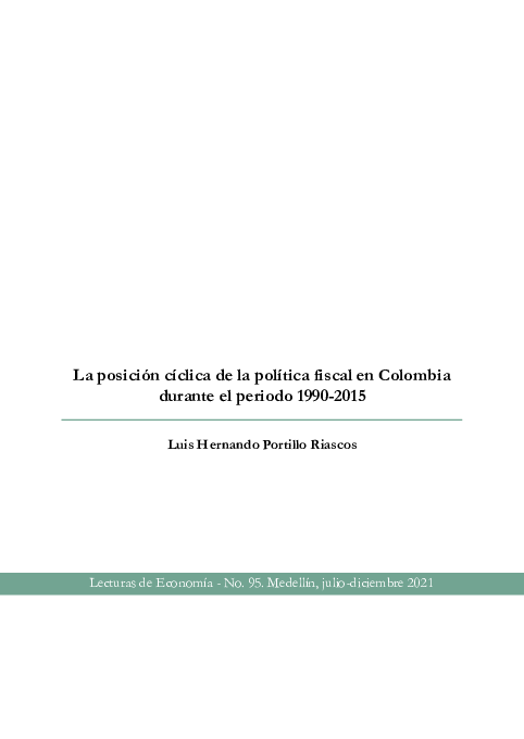 (PDF) La posición cíclica de la política fiscal en Colombia durante el ...