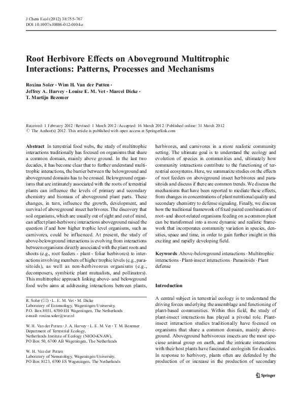 (PDF) Root Herbivore Effects on Aboveground Multitrophic Interactions ...