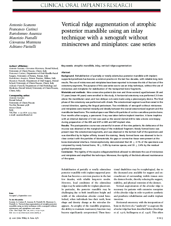 (PDF) Vertical ridge augmentation of atrophic posterior mandible using ...