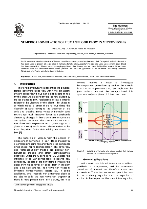 (PDF) Numerical Simulation of Human Blood Flow in Microvessels