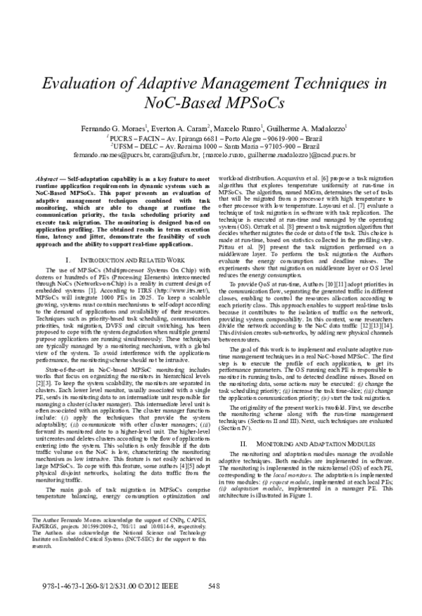 (PDF) Evaluation of adaptive management techniques in NoC-Based MPSoCs