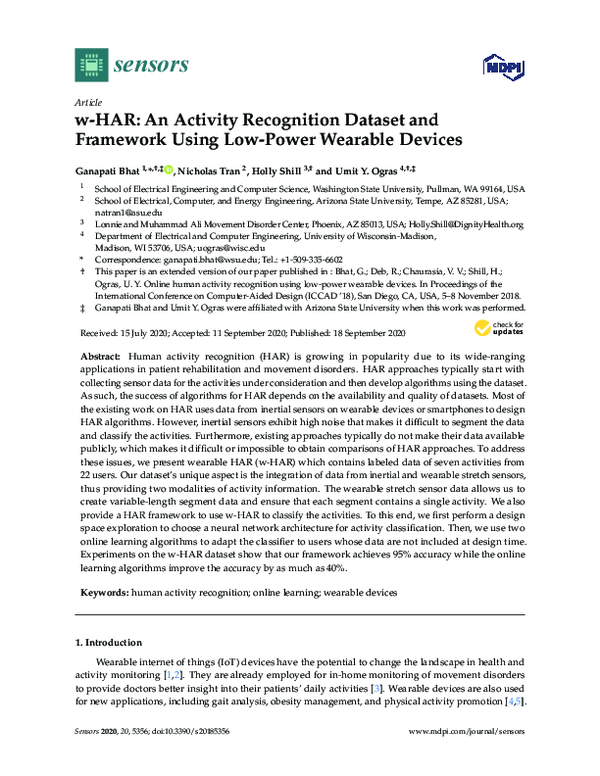 (PDF) w-HAR: An Activity Recognition Dataset and Framework Using Low ...