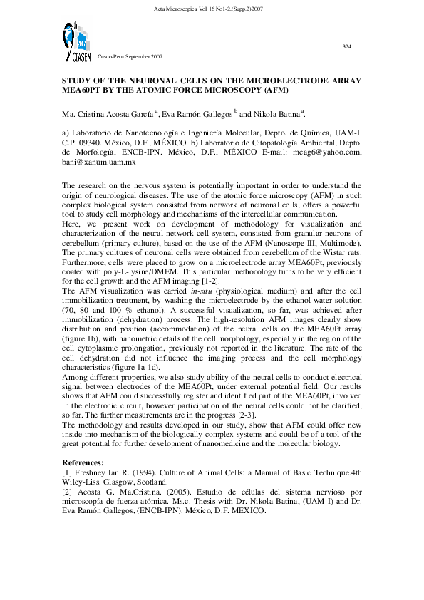 (PDF) Study of the Neuronal Cells on the Microelectrode Array MEA60PT ...