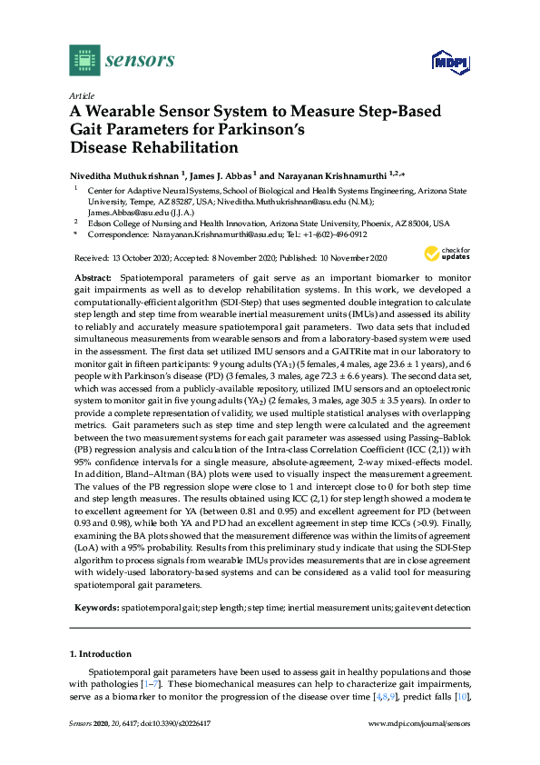 (PDF) A Wearable Sensor System to Measure Step-Based Gait Parameters ...