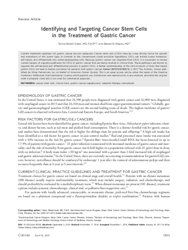 (PDF) Identifying and Targeting Cancer Stem Cells in Colorectal Cancer